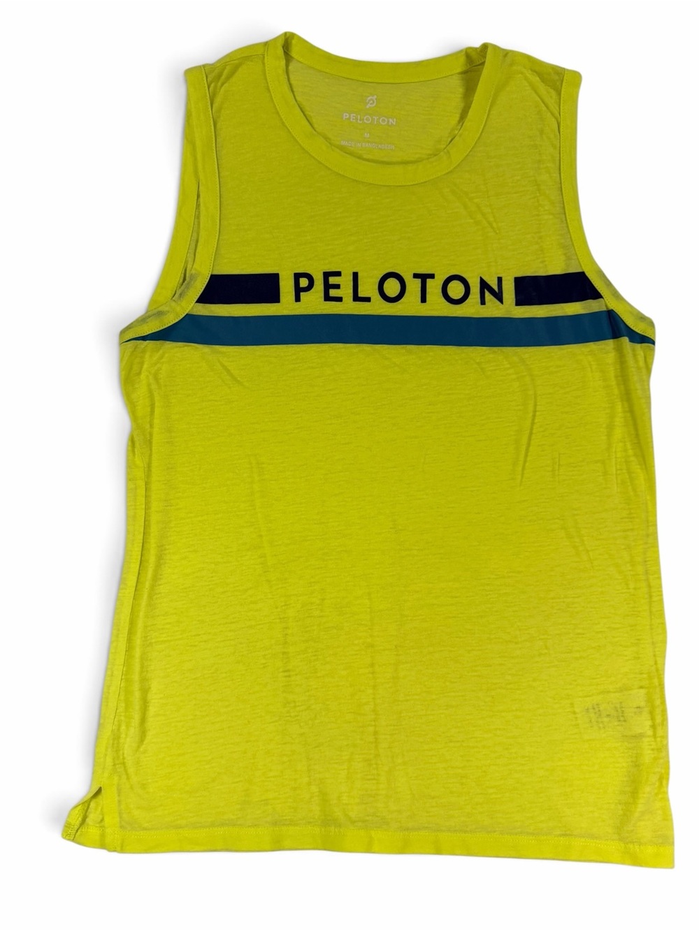 Peloton Muscle Tank Neon Yellow Logo Sleeveless Activewear Workout Top Size M